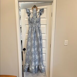 V. Chapman Veronica Corset Ruffle Side-Slit Dress